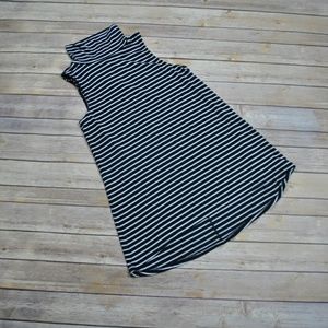 Athleta Navy and White Striped Mockneck Tank